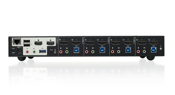 IOGEAR 4-Port 4K Dual View KVMP Switch with HDMI Connection, USB 3.0 Hub, and Audio (TAA) Supply - Image 3